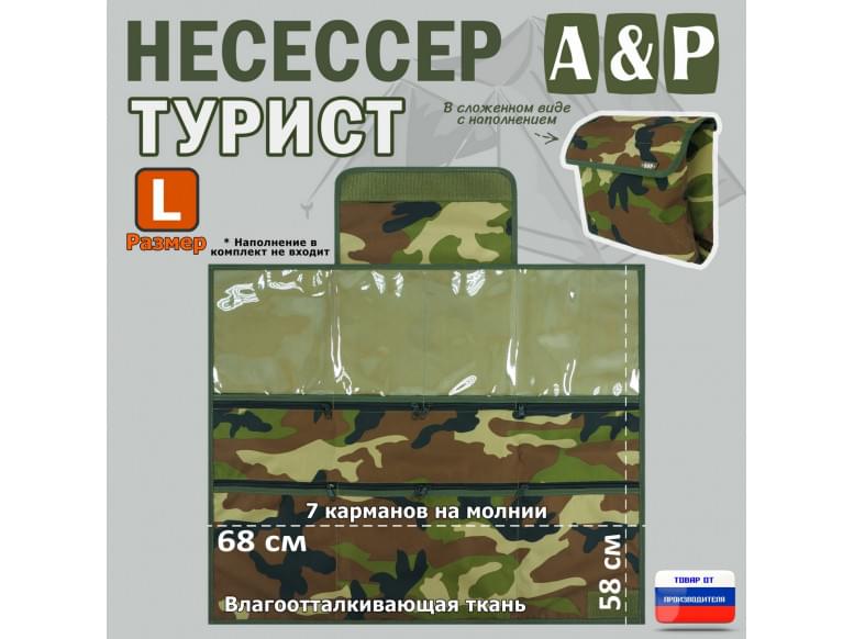 Несессер мужской дорожный "Турист" (размер L). 