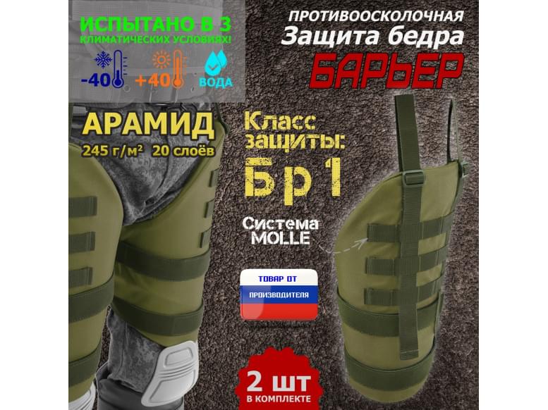 Защита бедра "Барьер" противоосколочная. Арамид (кевлар). Класс защиты Бр 1. 